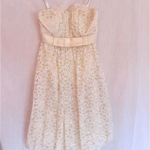 Ivory with Metallic Gold and Ivory Lace Mini Dress